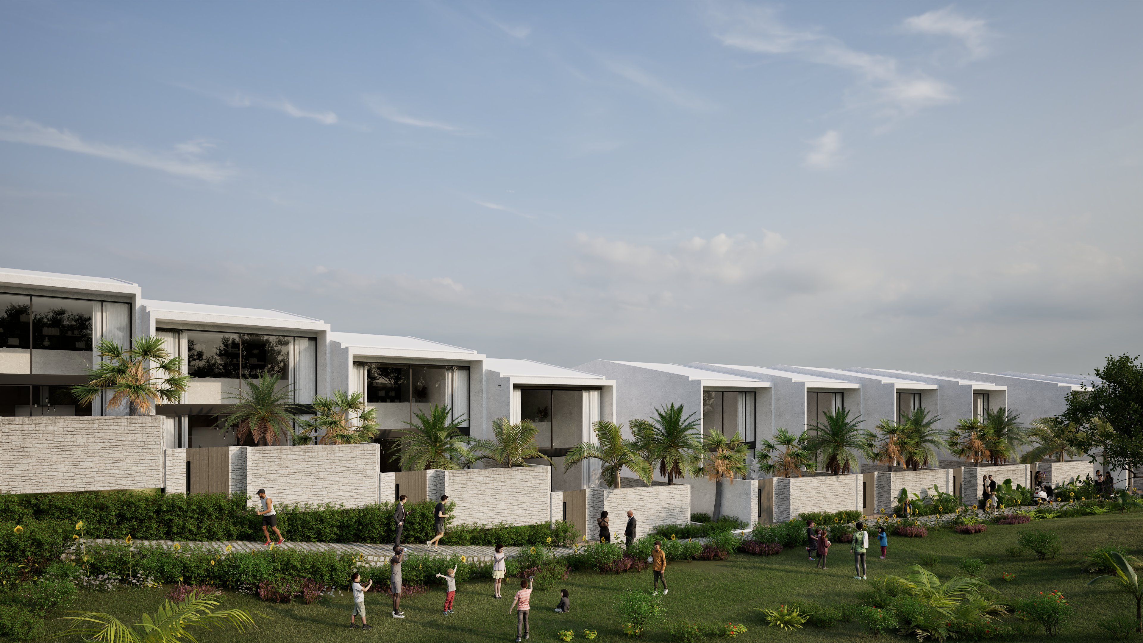 Townhouse development — wide view